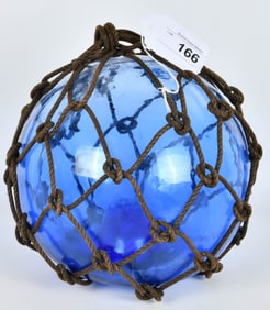 Vtg Glass Fishing Float In Cobalt Blue