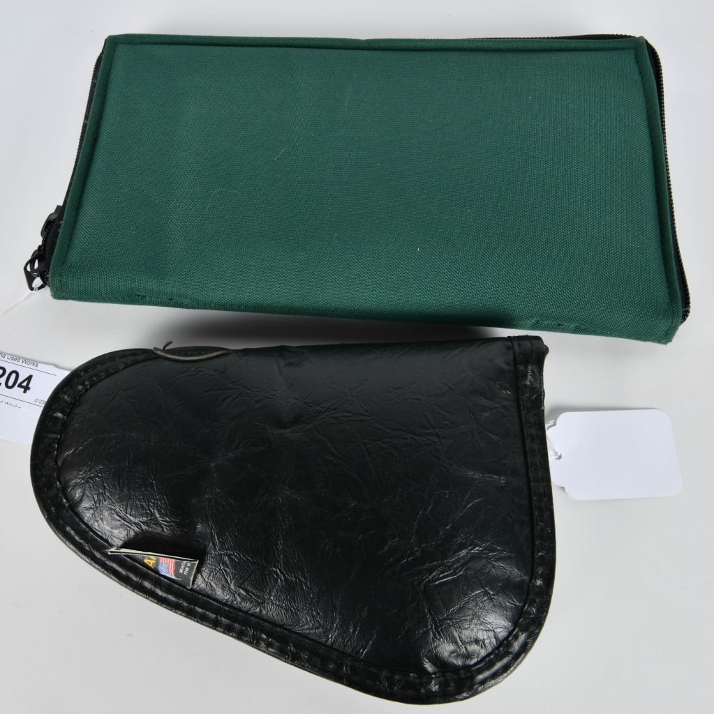 2 Soft Padded Pistol Cases: 1 Large Size Green Color Case & 1 Small Allen Soft Padded Pistol Case