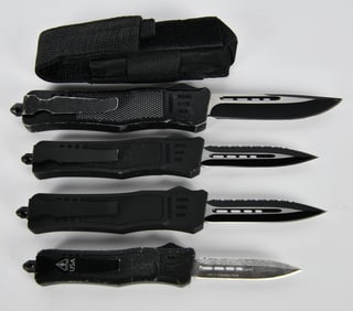 (4) VARIOUS Tactical Survival Knives Black
