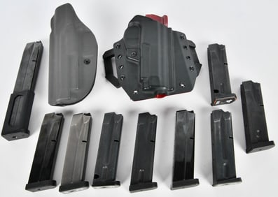 Lot of 9 Beretta M9 92 Magazines & 2 Holsters