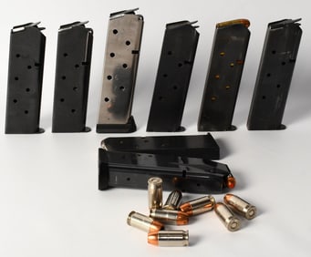 8 Various Mags with approx 33 live rds .45