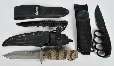 (3) Various Tactical Survival Fixed Blade Knives
