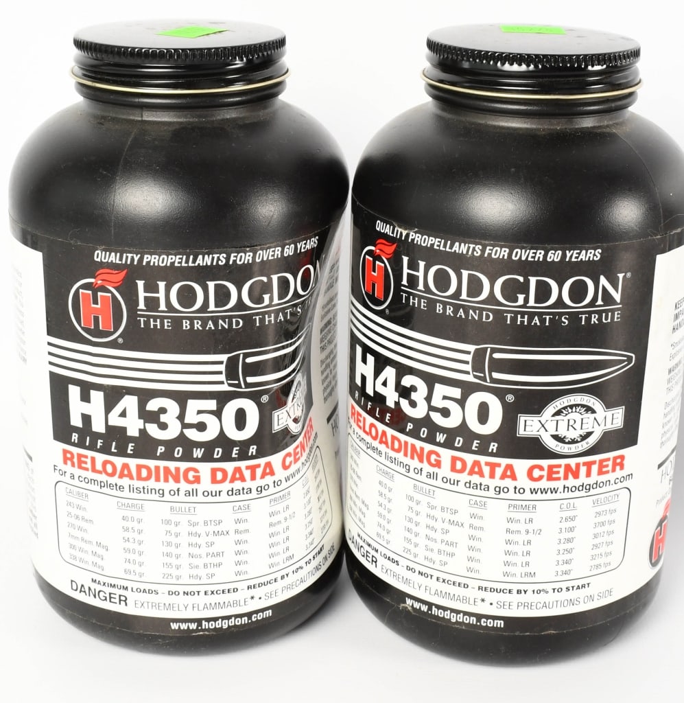 Hodgdon H4350 Rifle Powder: Hodgdon H4350 Smokeless Gun Powder (2) 1lb full containers Hodgdon H4350 Extreme Extruded propellant is a burning speed that has been known to shooters for decades. During that time, Hodgdon has moder