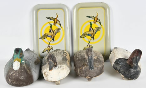 4 Collector Duck Decoys W/ Decorative Plates