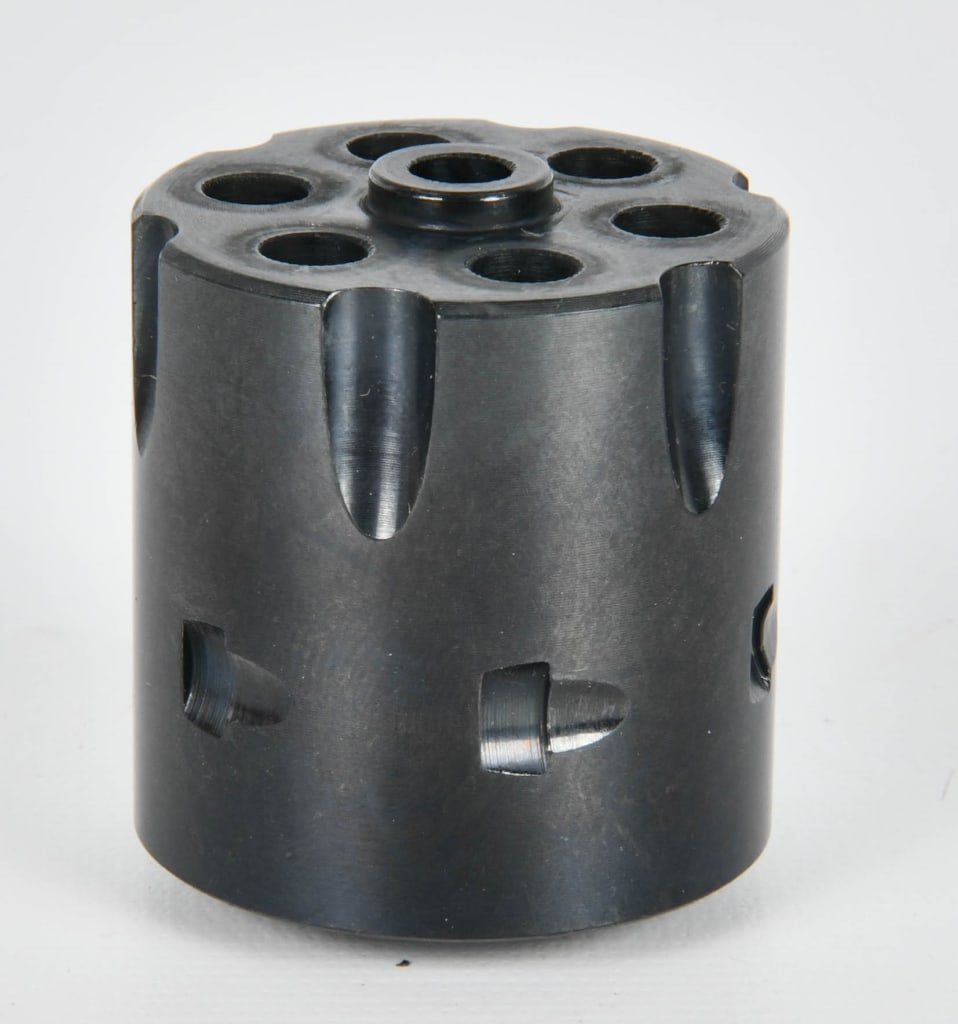 Unmarked Replacement .22 Cal Revolver Cylinder: Unmarked Appears in overall Excellent Condition Possibly For .22 Magnum? Refer to Pictures