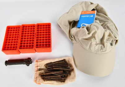 Antique Nails, Ammo Containers & Hat