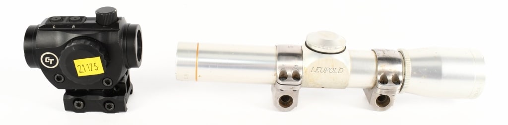 1 CT Red Dot Sight & 1 Leupold Scope: 1 Crimson Trace Matte Black Red Dot Sight With Mount & 1 Leupold M8 2x Extended ER In Silver Finish Comes With Scope Rings