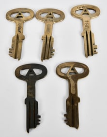 5 Antique Jail Cell Keys