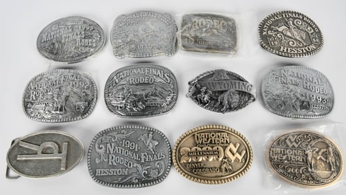12 Various Design National Rodeo Belt Buckles