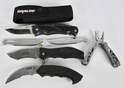 (4) Folding Pocket knives - Havalon, Blackhawk, Mx