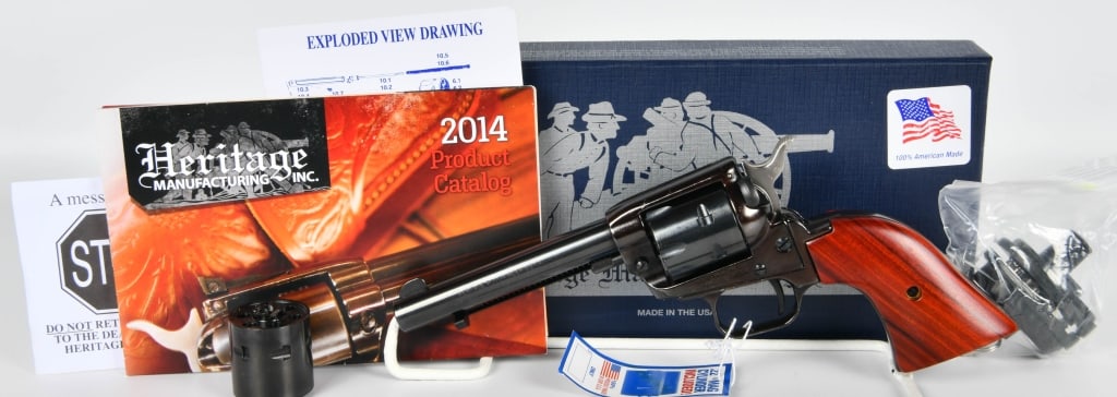Heritage SAA Rough Rider Revolver Combo: Up Next We Have a Heritage SAA Rough Rider Revolver Combo Chambered in .22 LR and .22 Magnum, 4 3/4" Barrel, Wood Grips, it Comes in The Factory Box With Paperwork, Appears in Excellent Condition.