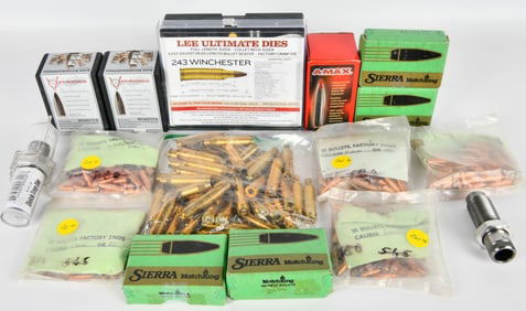 Large Lot of 6mm Bullet Tips & .243 Win Brass