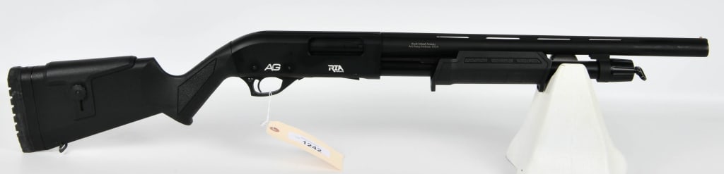 Rock Island AG Pump Defense Shotgun 12 Gauge: Up Next We Have a Rock Island Armory AG Pump Defense Shotgun Chambered in 12 Gauge, 18 1/2" Vent Rib Barrel, Extended Mag Tube, Synthetic Stock with Adjustible Cheek Rest, Appears in Great Condition.