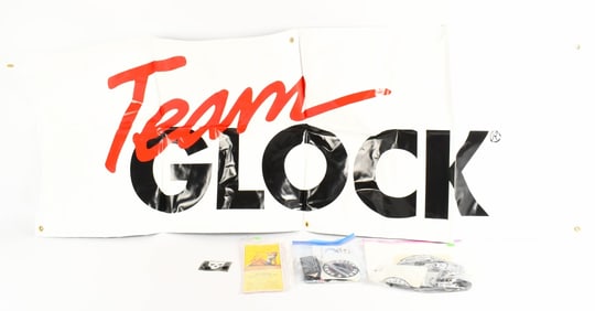 Team Glock Banner, Glock tag and stickers, Patches