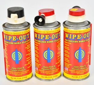 3 Vintage Cans Of Wipe-Out Bore Cleaner