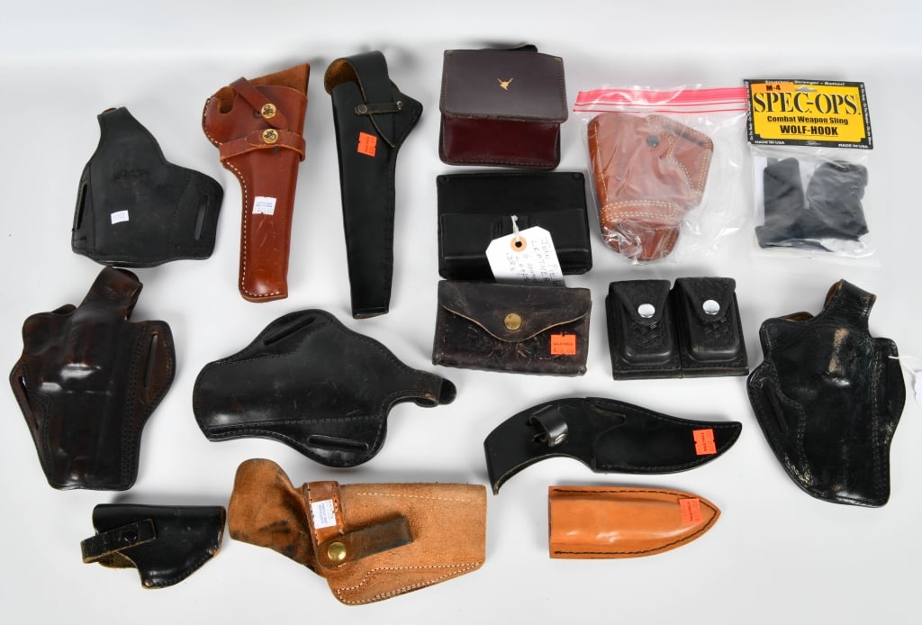 Large Selection Of Various Leather Holsters: Contains De Santis S&W Leather Revolver Holsters, Galco Holster & Various other Style Holsters
