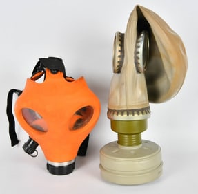 2 Vintage Rubber Gas Mask