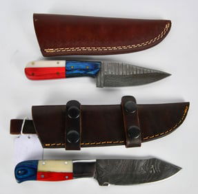 (2) Texas Design Handcrafted Fixed Blade knives w