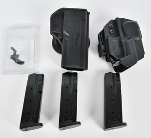 Lot of Sig Sauer P250 Mags, Holsters, and Trigger
