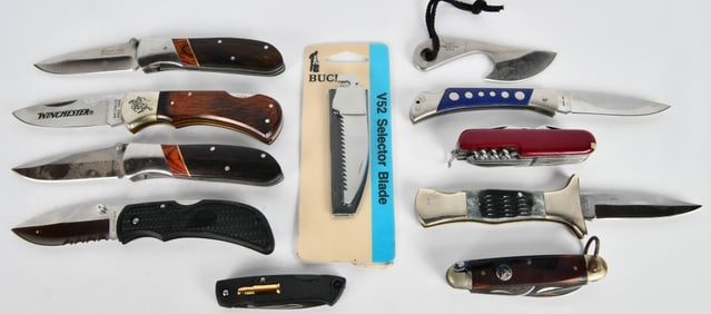 9 Various Folding Pocket Knives W/ More!