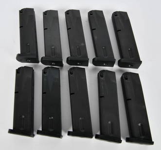 10 P. Beretta 9 para 15 rd Black Magazines ITaly: lot contains 10 new or like new PB 9 Para 15 round Black Magazines Made in Italy. rugged and Heavy Duty Magaines with Black follower Rugged polymer plate. Great Beretta magazines