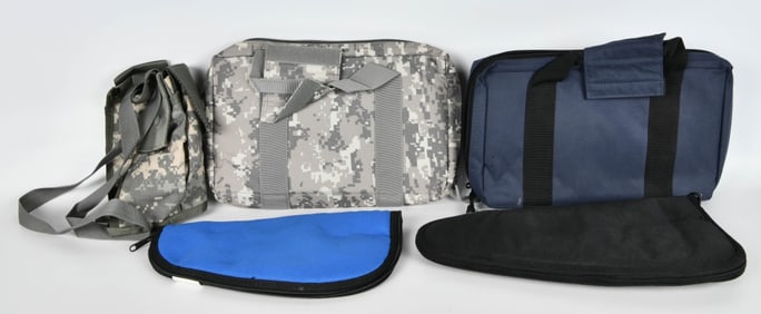 (4) Handgun soft cases, & mag pouch