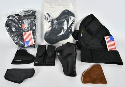 9 Various Size Holsters & Mag Pouch