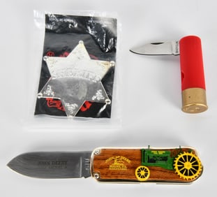 2 Decorative Pocket Knives W/ Badge