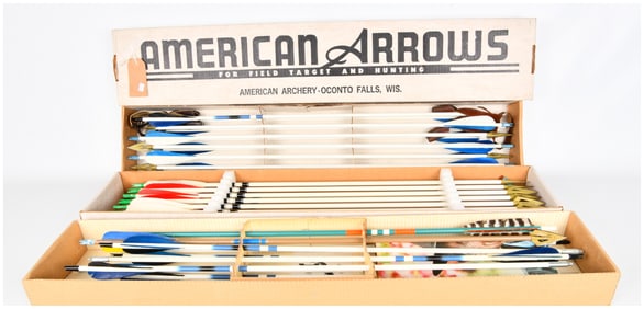 A Collection of Vintage American Archery Arrows in Original Box