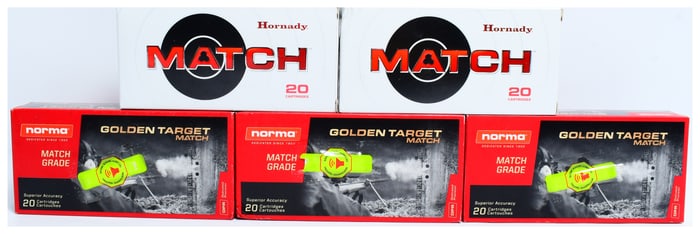 100 Rounds of 6.5 PRC Hornady 147 gr ELD Match and Norma 143 gr Golden Target Match Ammunition