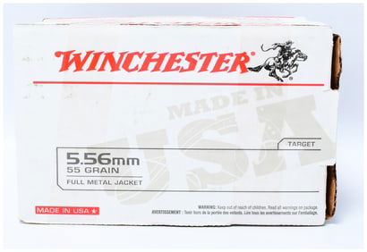 Winchester USA 5.56mm 55-Grain FMJ Ammunition, 200 Rounds
