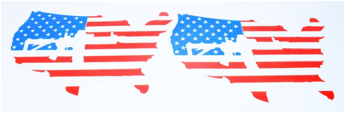 A Pair of American AR Flag Metal Art Items, Both Measuring 23" x 13"