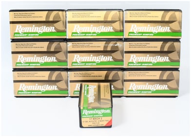 A Lot of Ten Boxes Remington Premier Rimfire .17 Mach 2 Ammunition, Total 500 Rounds