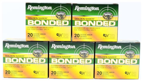 Remington Golden Saber Bonded 9mm Luger +P, 124 Grain BJHP Ammunition, Lot of Six Boxes