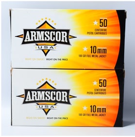 Armscor 10mm 180 Grain Full Metal Jacket Centerfire Handgun Ammo, 100 Rounds