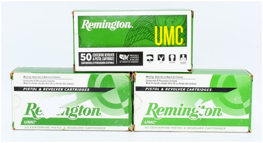 150 Rounds Remanufactured Remington UMC Centerfire Revolver & Pistol Cartridges