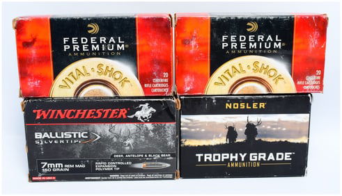 80 ROUNDS of 7mm Remington Magnum Ammunition by Federal Premium Vital-Shok, Winchester Ballistic