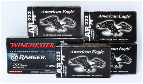 100 Rounds of American Eagle and Winchester .223 Rem. Rifle Ammunition