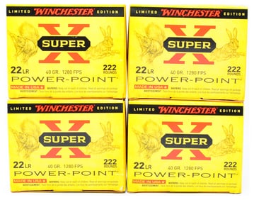 A Group of Five Limited Edition Winchester Super-X .22LR 40gr Power-Point Ammunition Boxes, Totaling