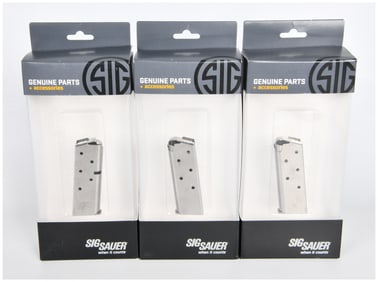 Three Sig Sauer P238 .380 ACP 6-Round Steel OEM Pistol Magazines, MAG-238-380-6