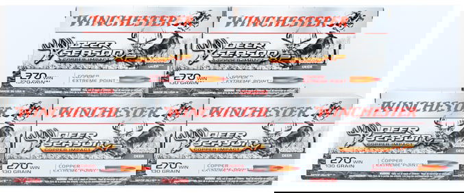 Six Boxes Winchester Deer Season XP Copper Impact 270 Win 130 Grain Copper Extreme Point Ammunition,
