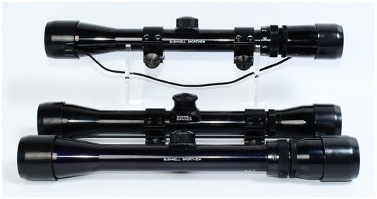 Three Bushnell Rifle Scopes: Two Sportview and One Banner