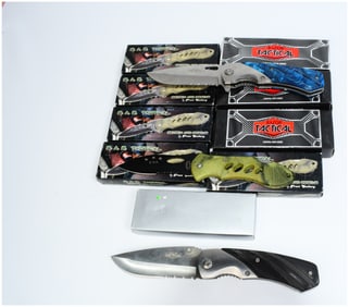 A Group of Nine Frost Cutlery S.A.R. Tactical and Razor Tactical Folding Knives