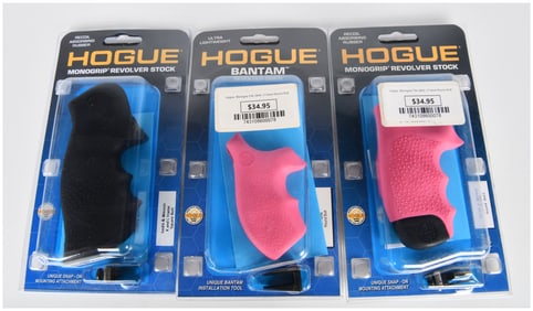 Three Hogue Monogrip and Bantam Revolver Grips for Smith & Wesson
