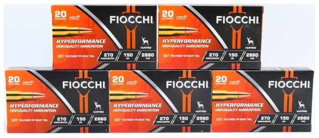 100 Rounds of Fiocchi Hyperformance 270 Win 150 Gr SST Polymer Tip Ammunition