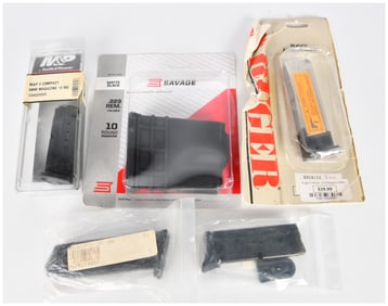 A Group of Five Modern Firearm Magazines by Smith & Wesson, Savage, Ruger, and HK