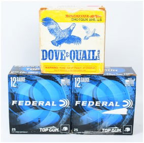 75 Rounds of Vintage Winchester Dove & Quail and Federal Top Gun 12 Gauge Shotgun Shells