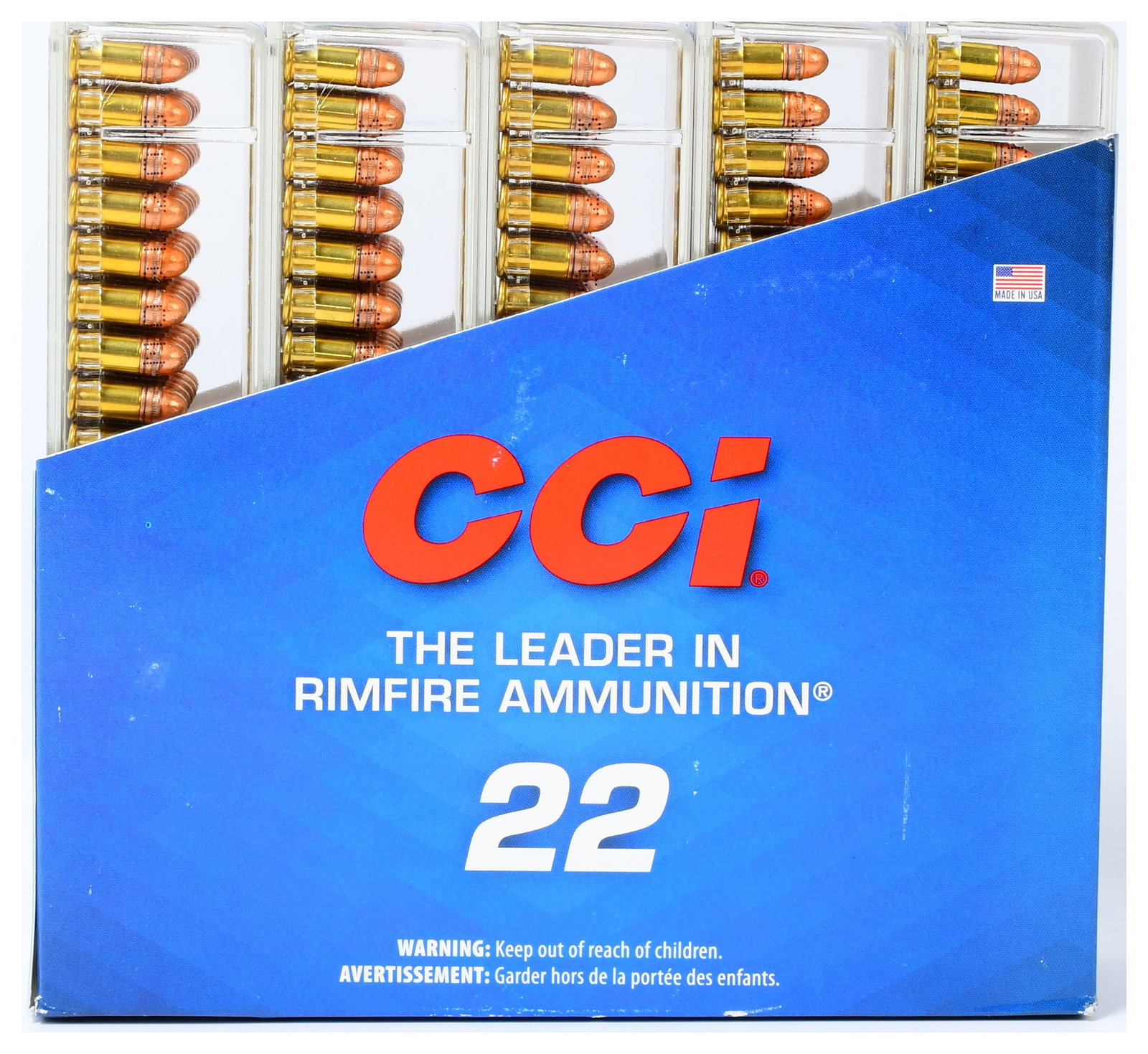 500 Rounds CCI 22 Short Ammunition, 29 Grain Copper-Plated Round Nose: A collection of 500 rounds of CCI 22 Short Ammunition, 29 Grain Copper-Plated Round Nose, presented in five factory-sealed boxes. Each box contains 100 modern rimfire cartridges, housed in clear plast