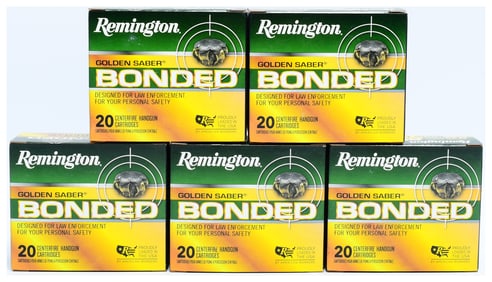 Remington Golden Saber Bonded 9mm LUGER+P 124 GR. BJHP BONDED Centerfire Handgun Cartridges, 100
