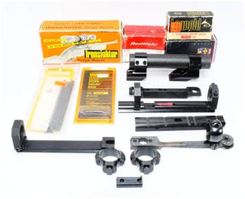A Collection of Firearm Scope Mounts and Rings by Holden Ironsighter, Leupold, Redfield, and Warne